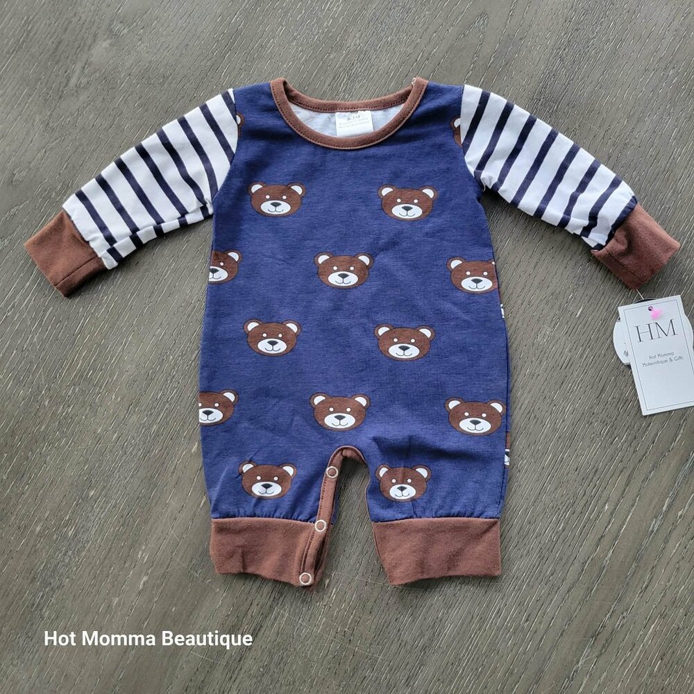 Baby Teddy Bear Print Romper 0-3M
